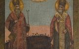 Образы святых Климента Римского и Петра Александрийского. Икона, первая половина XIX века