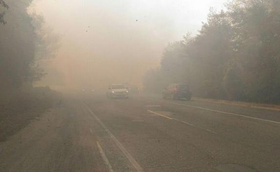 Пожар в лесополосе затруднил автодвижение на участке трассы Симферополь – Севастополь