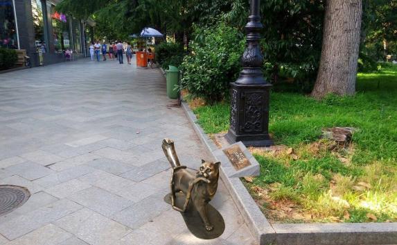 Ялтинский кот Сосискин «поселился» возле памятника Ленину (фото)
