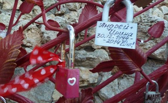 «Дерево влюблённых» в Севастополе уже усыпано замочками