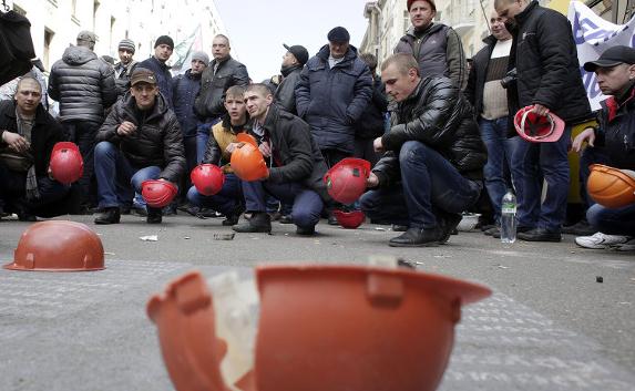Украинские шахтёры продолжают акцию протеста