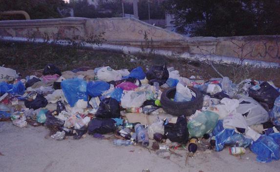 Севастопольцы выбрасывают мусор прямо у стен «Нахимки»