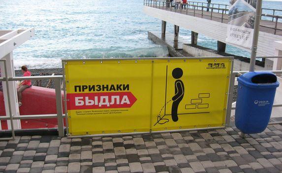 Плакаты с «признаками быдла» появились на ялтинском пляже