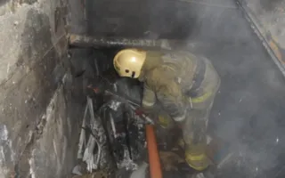 Спасатели вывели из подвала, где загорелся мусор, двух человек
