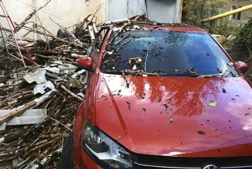Стихия бушует: в Крыму загорелась иномарка из-за упавшего на провода дерева (фото)