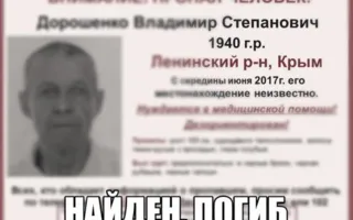 Пропавший летом Владимир Дорошенко найден мёртвым