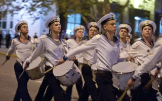 Ночная репетиция прохождения войск на параде в честь Дня Победы в Севастополе