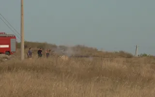 В Севастополе пожарным вновь пришлось тушить траву возле телевышки