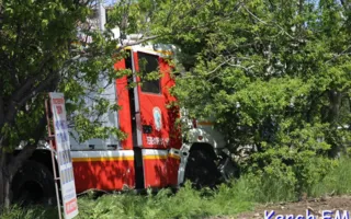 В Керчи погиб человек при столкновении пожарного авто и ВАЗа (фото, видео)